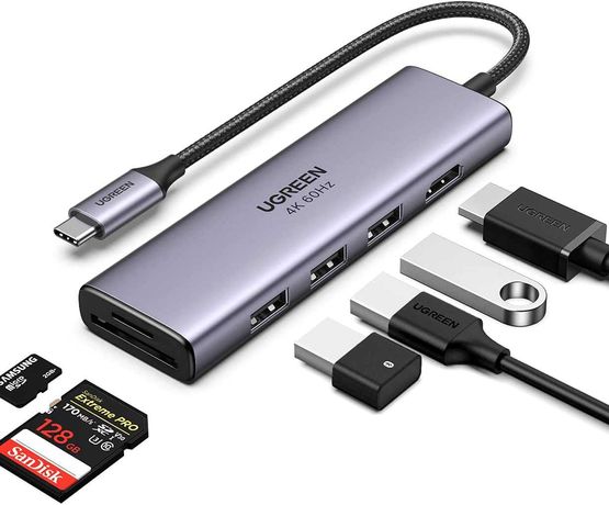 Хаб для MacBook Ugreen 6-в-1 Type-C HDMI 4k 60hz HDR USB 3.0 Гарантия!