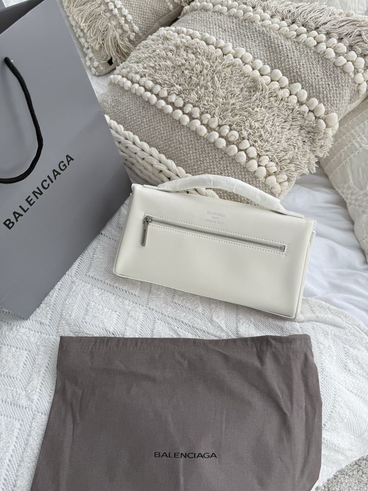 Сумка клатч Balenciaga Bel Air Clutch шкіра | біла та бордова