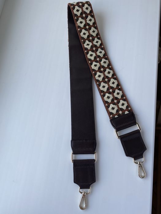 Ремінець для сумки коричневий з бісером