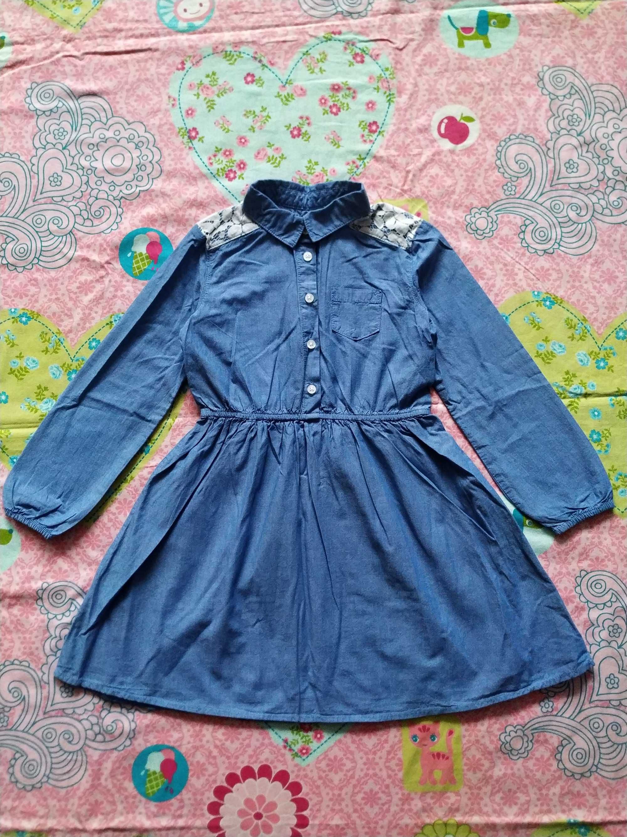 Джинсове плаття з вставками кружева для дівчинки 5-6 років-H&M.