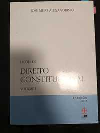 Livro lições de direito constitucional volume 1 José Melo Alexandrino