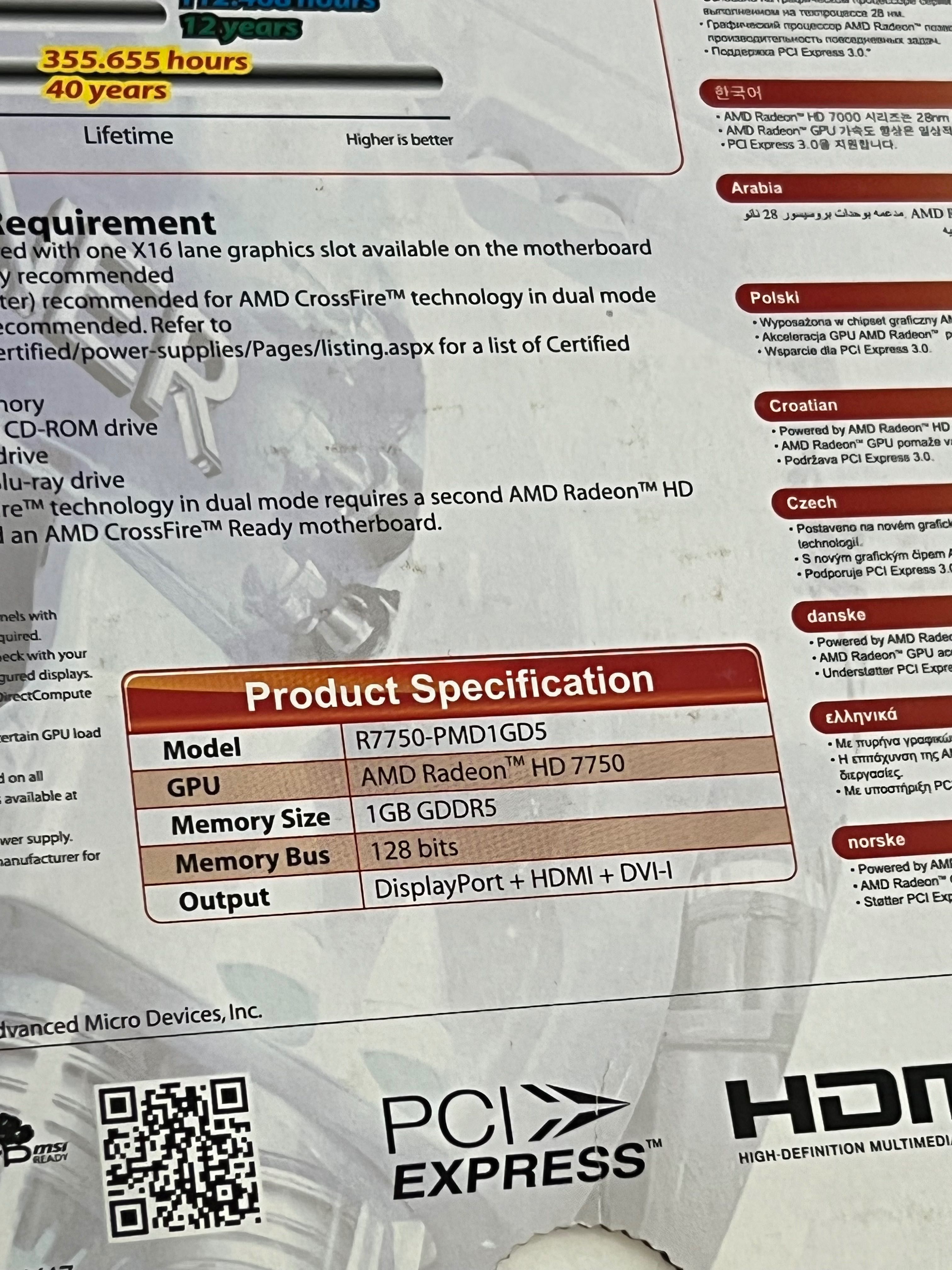 AMD Radeon MSI HD7750 1GB