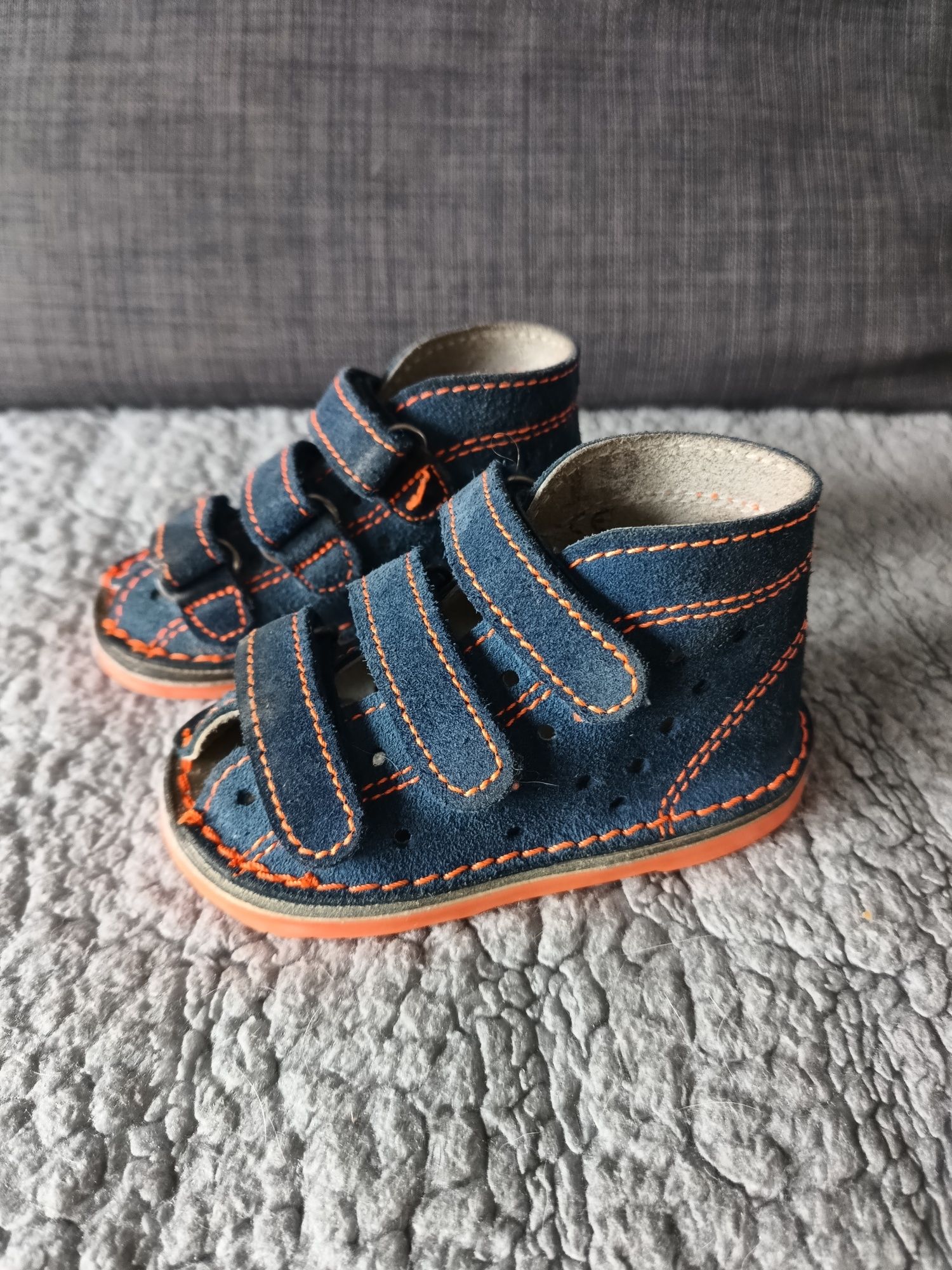 Sandały Adamki skóra buty stabilne granat 19