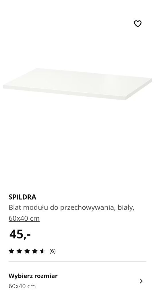 Ikea spildra blat modułu do przechowywania 60x40