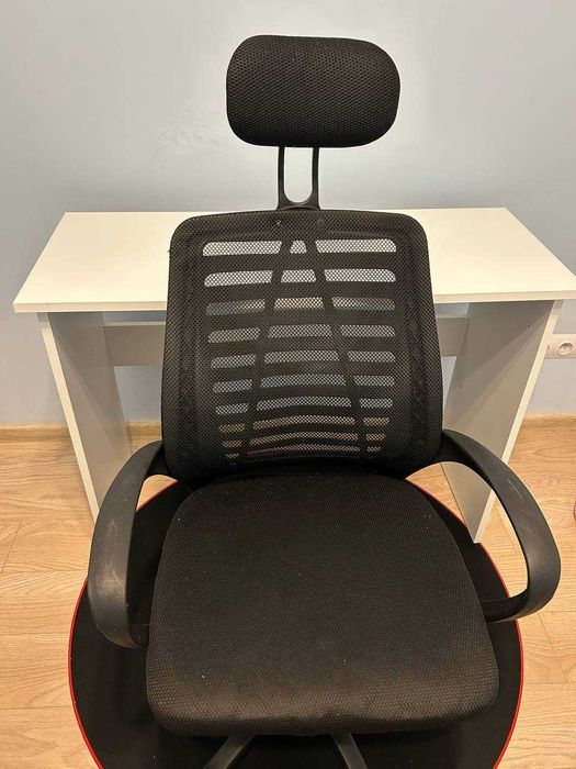 Fotel Biurowy Krzesło Ergonomiczne Czarny Materiałowy Gamingowy