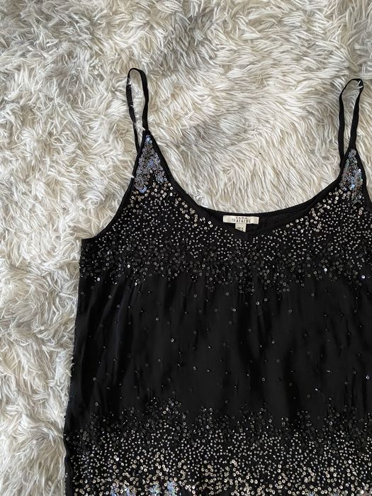 Czarny transparentny top na ramiączka cekiny M 38 L 40 zara mesh