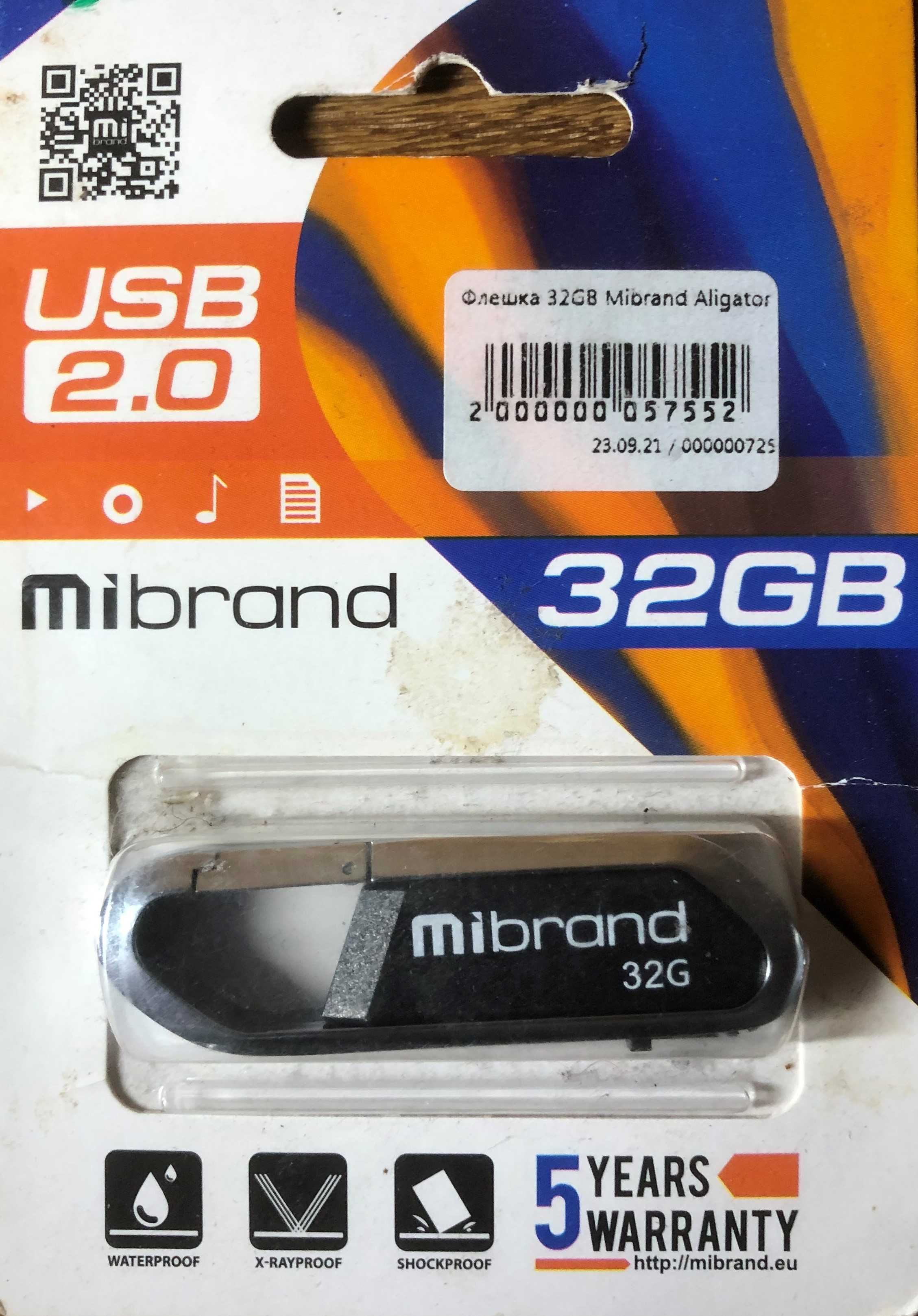 Флешка Флеш пам'ять USB накопичувач Mibrand Aligator 32GB Black USB2.0