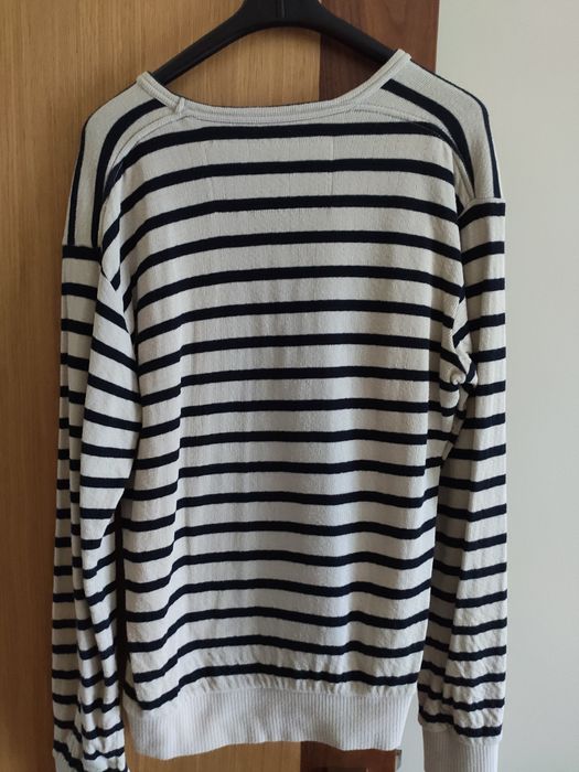 Camisola Salsa L branca riscas pretas semi nova