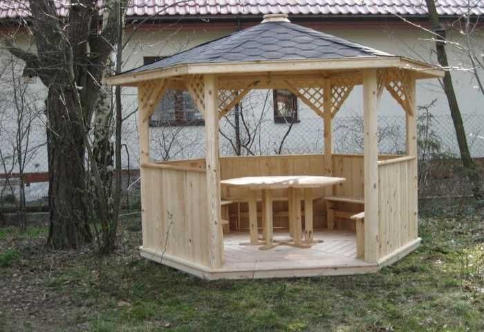 altany do ogrodu z drewna ,klasyczne, estetyczne, drewniane FI 340 cm