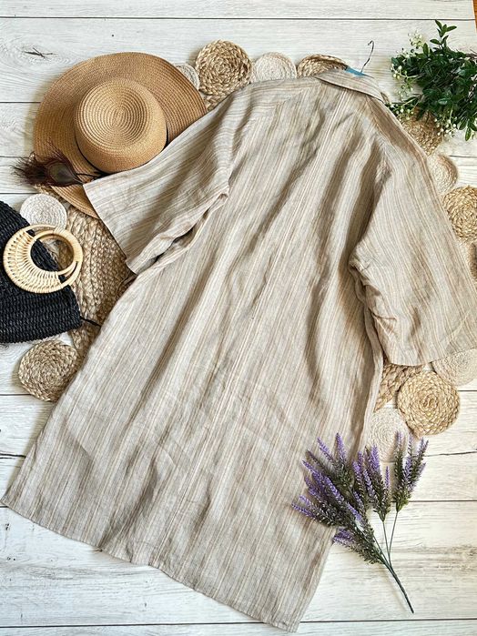 Hope Pinch Dress sukienka tunika koszula lniana unisex linen paski len