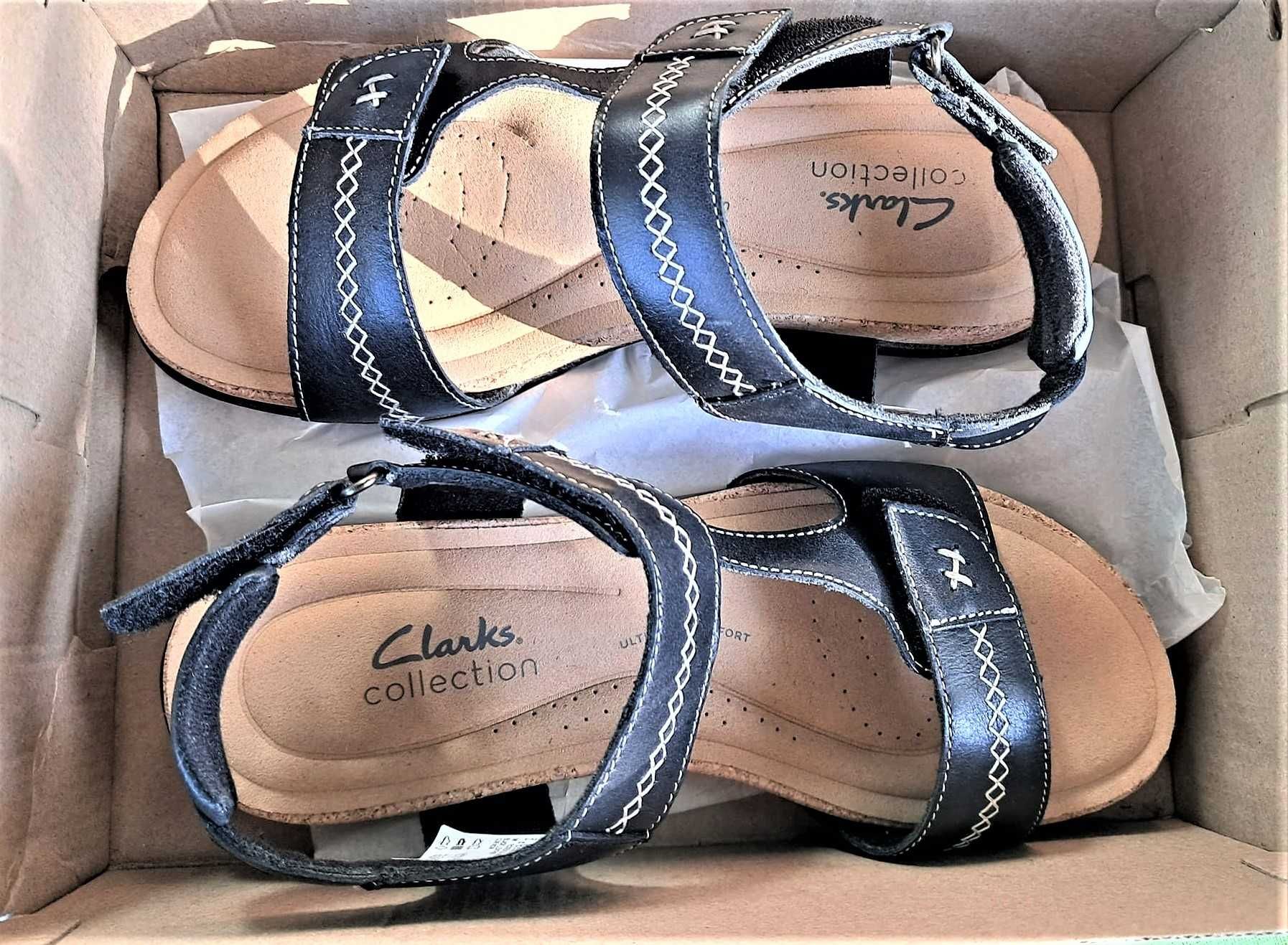 Skórzane sandały Clarks regulowane zapięcia r. 39-39,5 nowe