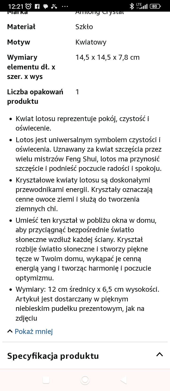 Kryształowy kwiat Lotosu - symbol szczęścia
