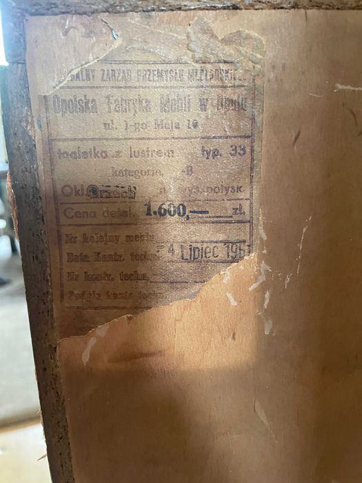 Toaletka z lustrem - Lata 60 - Antyk z PRL