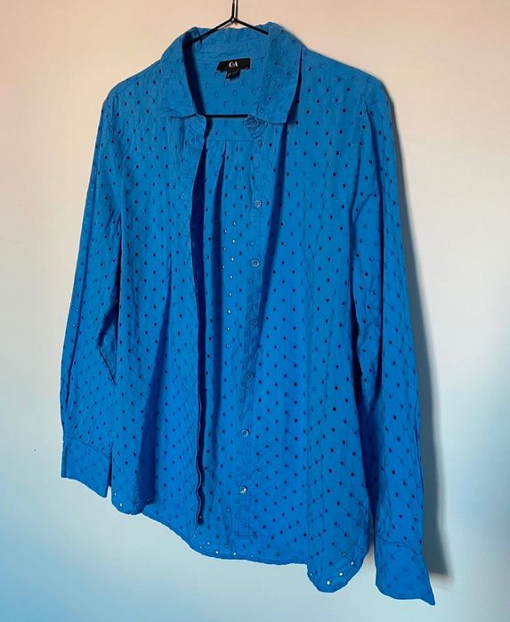 Niebieska damska koszula 100% bawełna