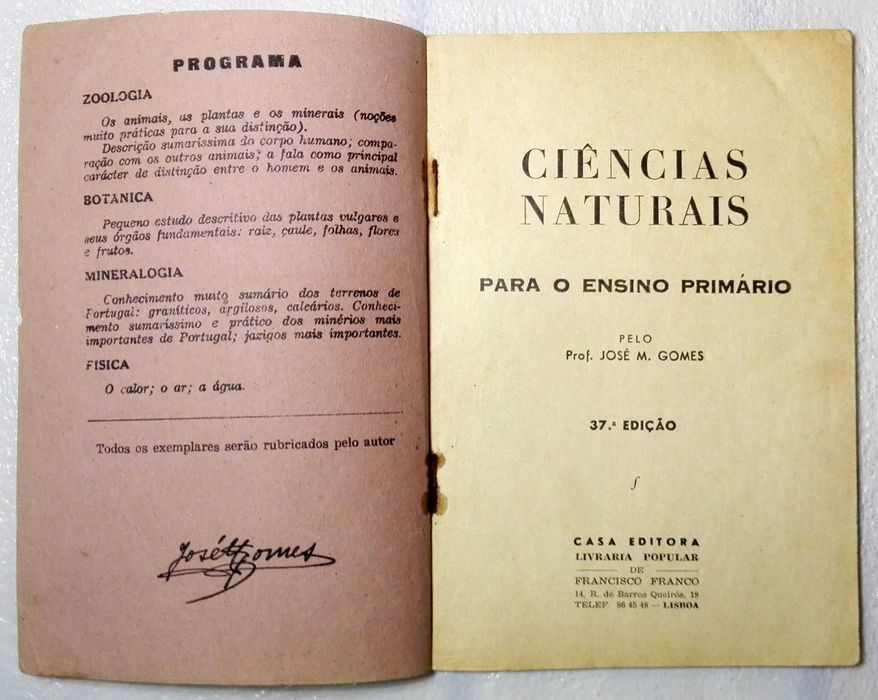 Livro Ciências Naturais (caderno mui antigo)
