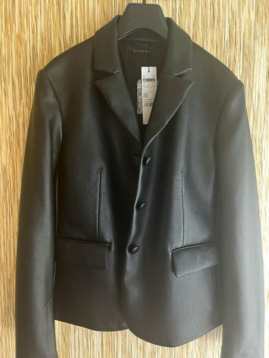 Шкіряний  піджак Sisley (новий)Чорний Regular Fit