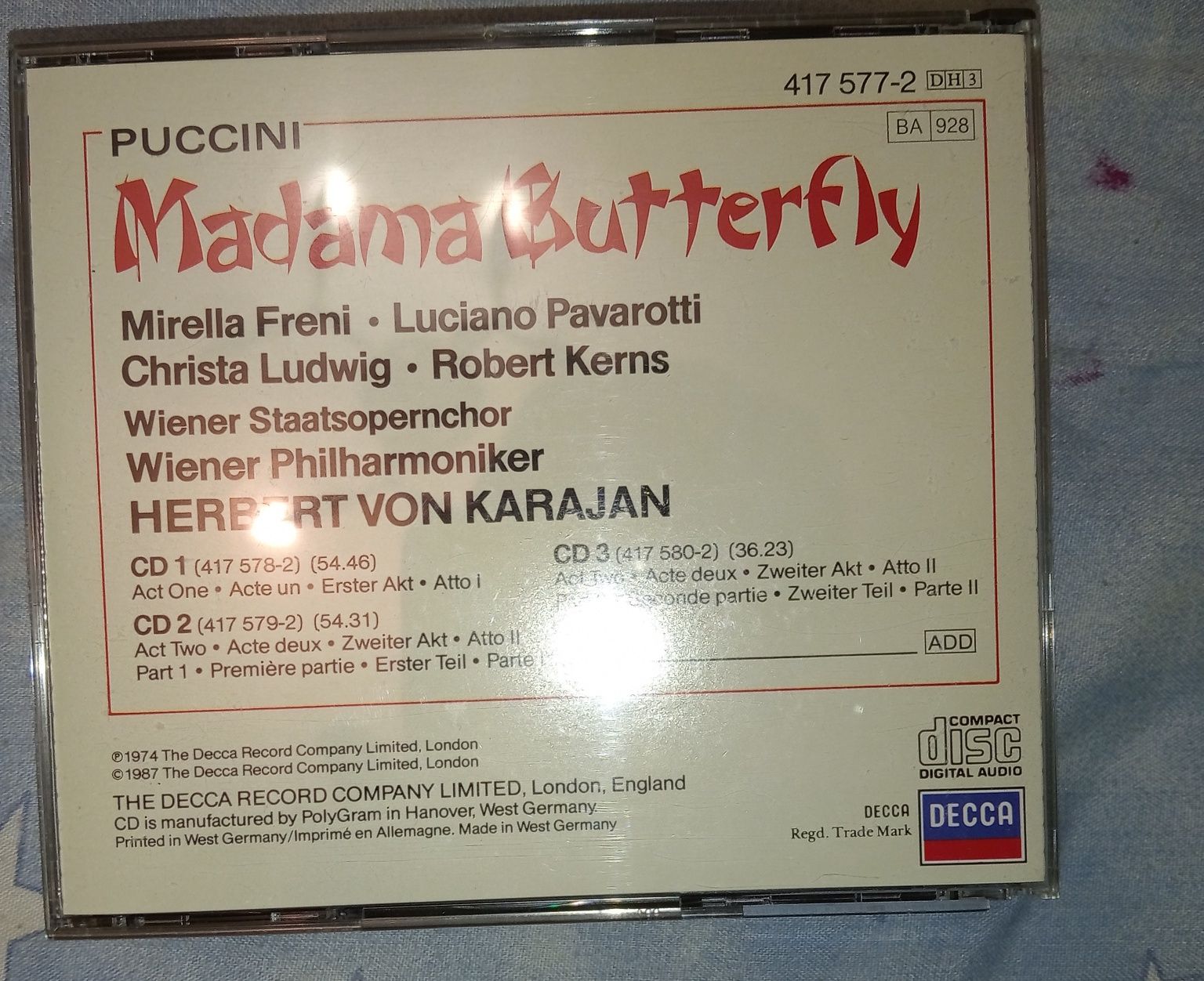 Puccini Madama Butterfly 3 cds