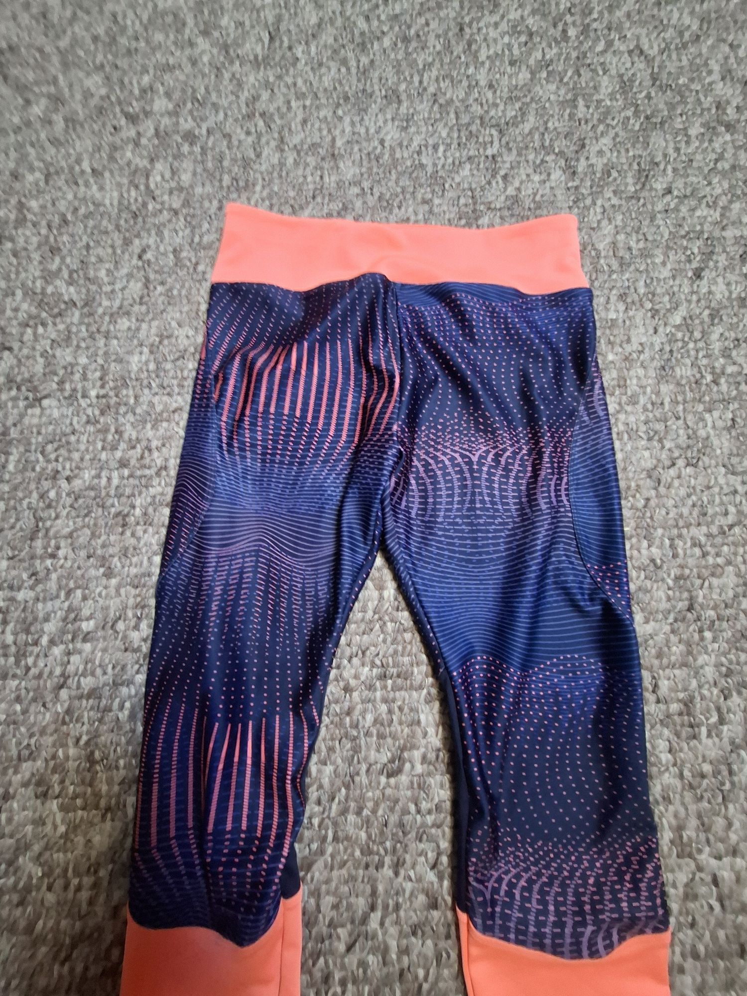 Legginsy pomarańczowo  grananatowe
