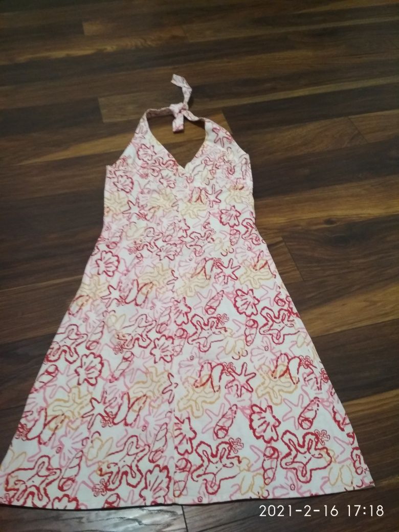Sukienka mini M pastelowe kolory z odkrytymi plecami wiązanie na szyi