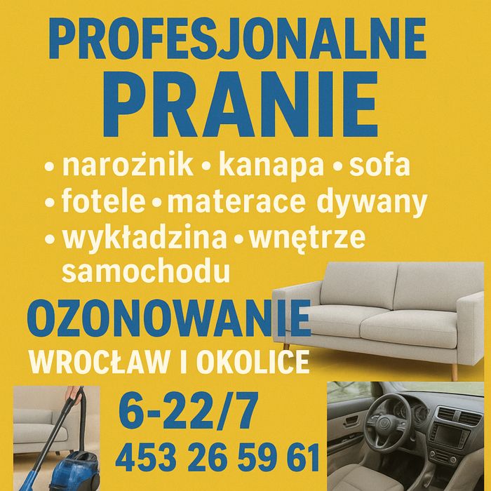 Pranie tapicerki meblowej/samochodowej materacy dywany wykładziny