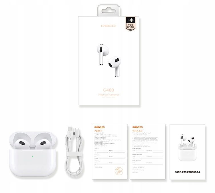 Słuchawki Bezprzewodowe Douszne Pro Bluetooth Tws Z Mikrofonem Kabel