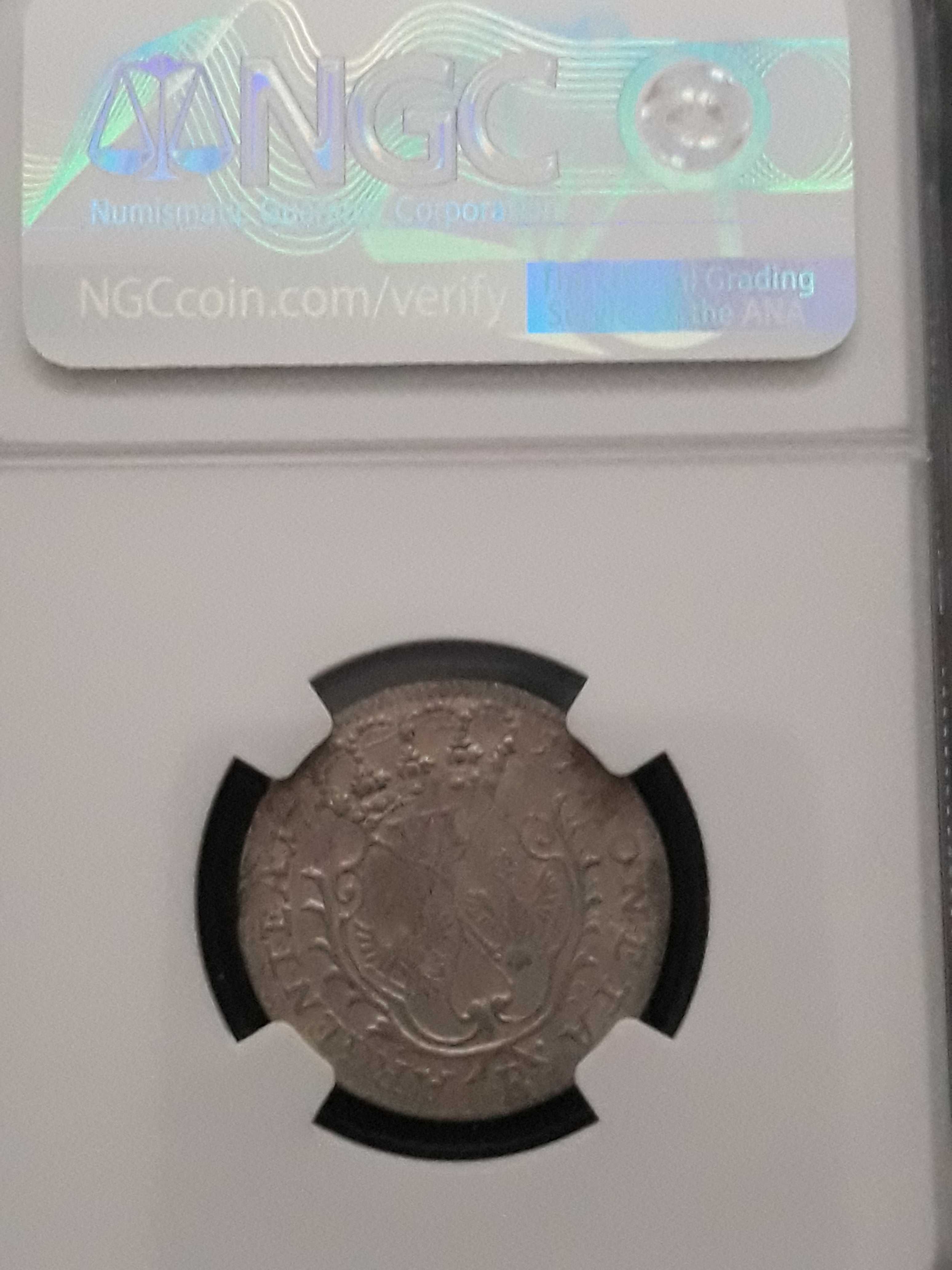 6 Groszy (krajcarów) 1757 r men. B- slab NGC - Ms-62