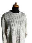 Stylowy sweter zimowy biały męski pleciony jedwab style L New Fast