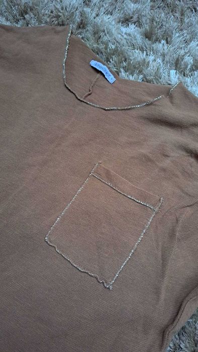 Sweter bluzka t-shirt oversize brązowy camelowy Unisono r.L