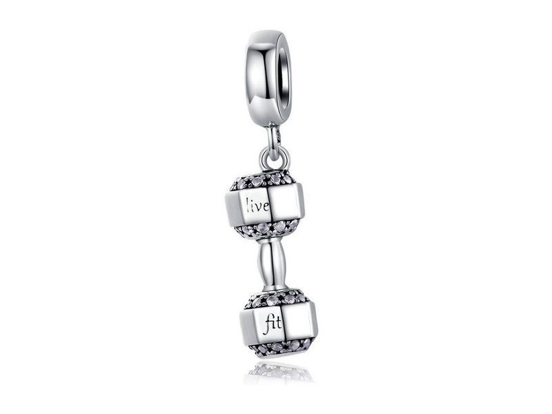 Srebrny Koralik Charms Beads Hantla Ciężarek Fit Charm207