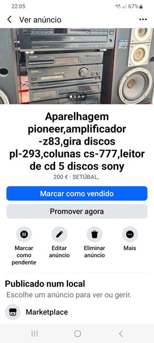 Aparelhagem Pioneer, amplificador z-83, colunas cs-77, leitor de CD