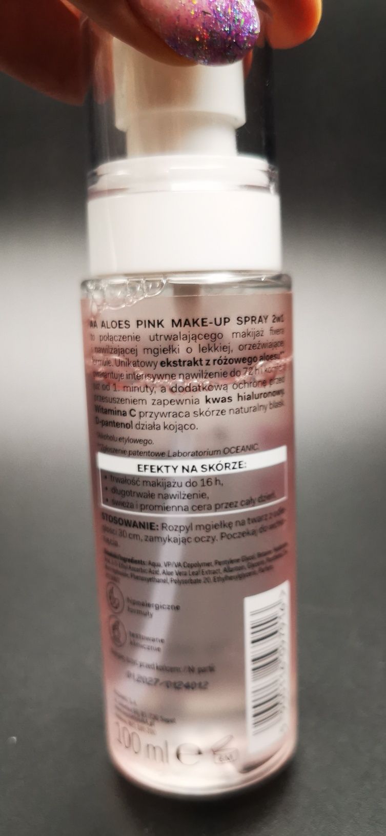 AA Pink aloes mgiełka do twarzy fixer utrwalacz 2w1