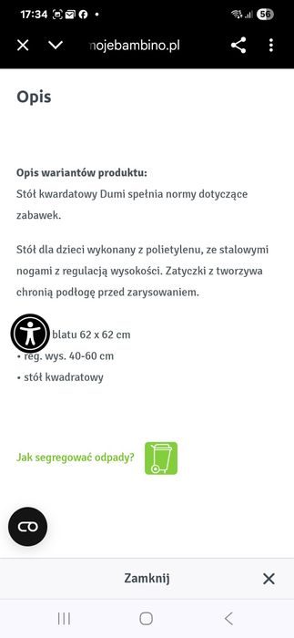 Stolik i 2 krzesełka bambino