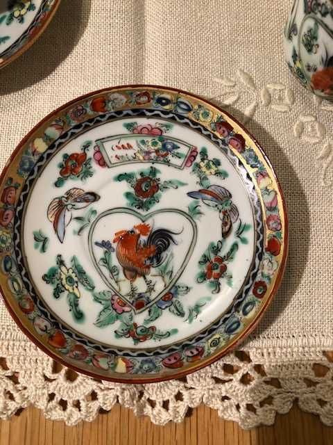 Peças de Coleção de Porcelana Fina, Conjunto de Café "Luta de Galos"