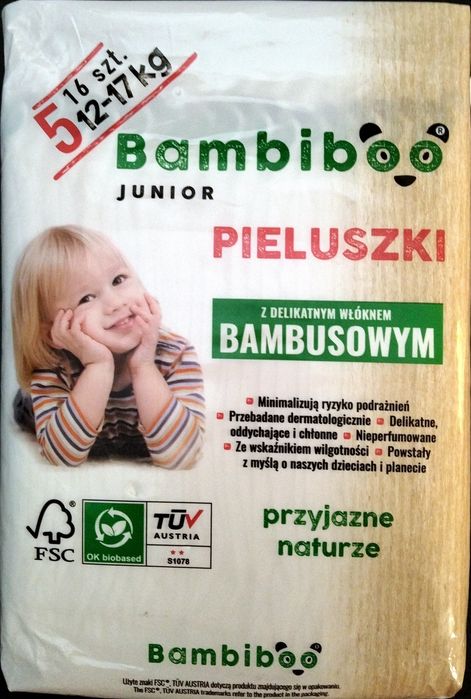 Pieluszki bambusowe Bambiboo junior 12-17 kg