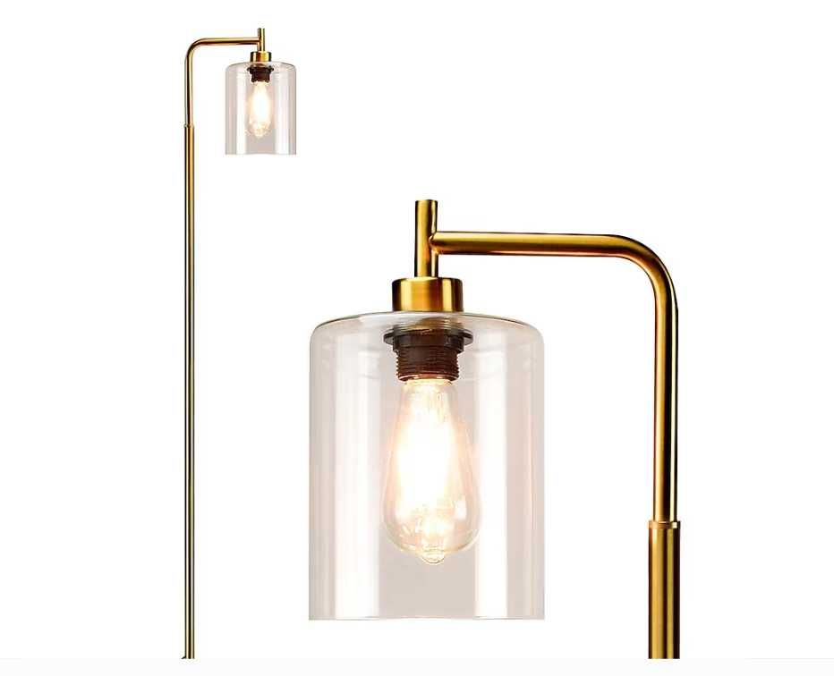 Lampy podłogowe Depuley  złota lampa podłogowa z kloszem kloszem