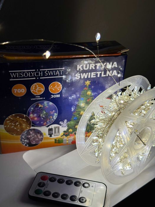 Гірлянда Мішура срібний провід. Комплект з пультом. Хвойная лапа