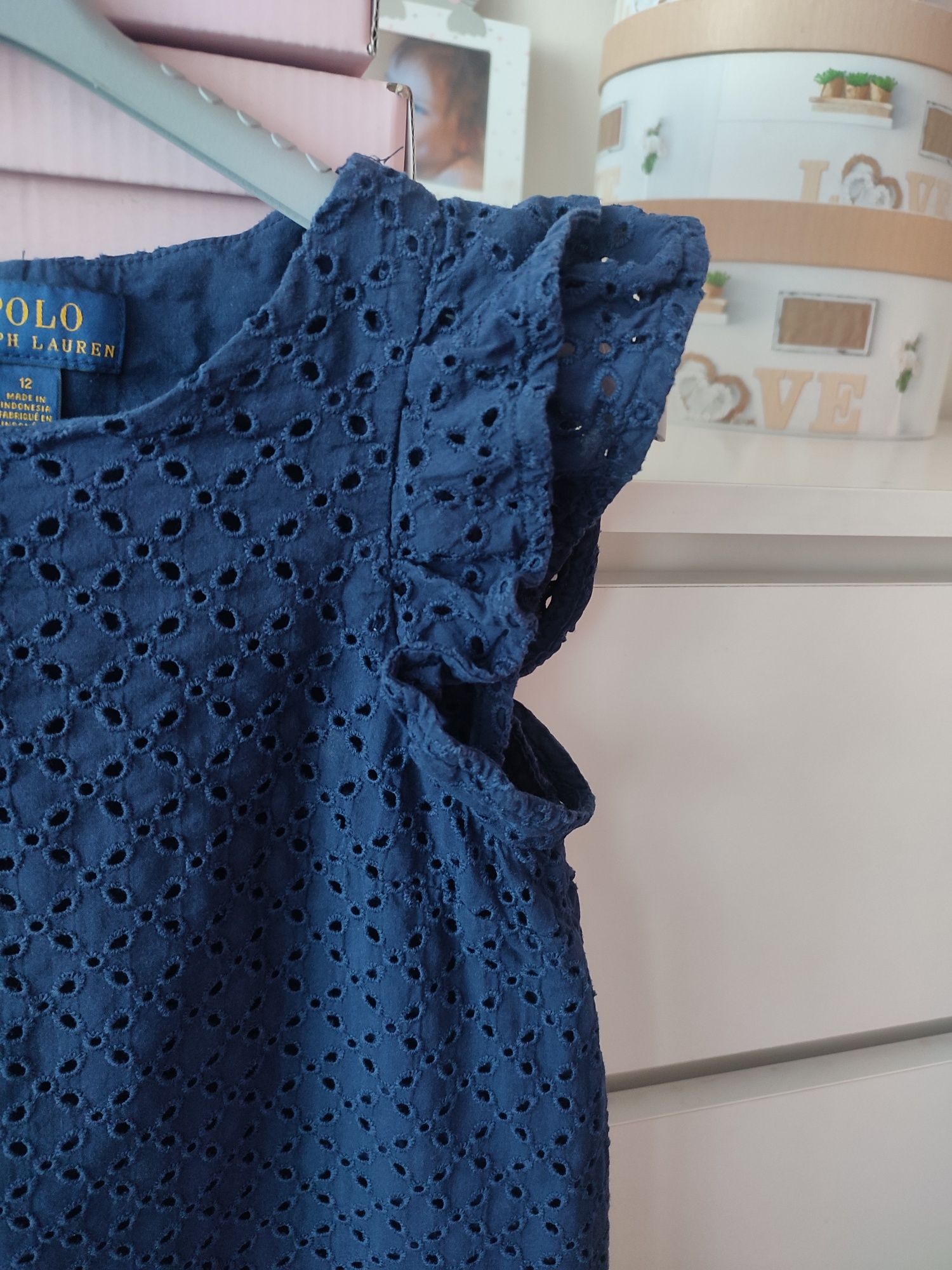 Ralph Lauren sukienka ażurowa granatowa 12 lat