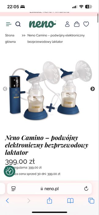 Laktator Neno Camino podwójny trójfazowy bezprzewodowy elektryczny