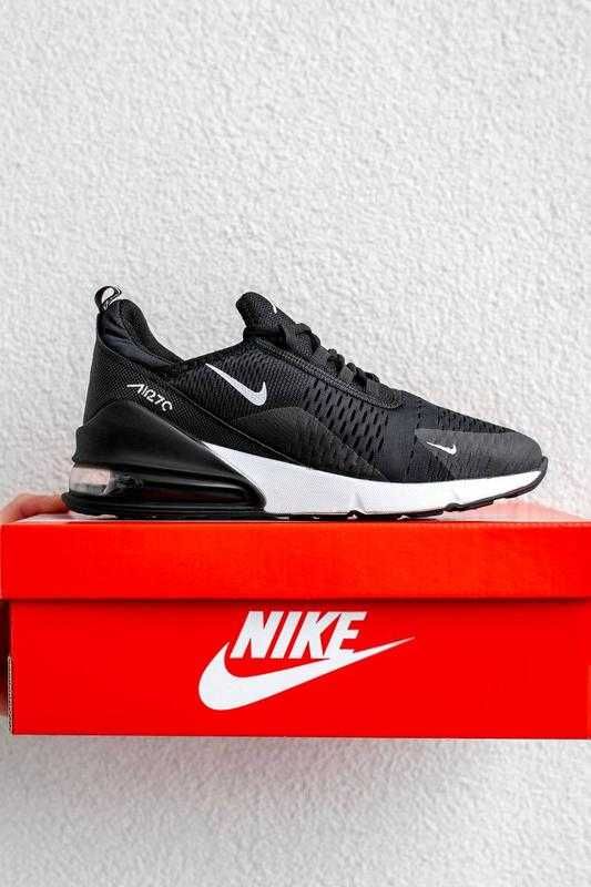 Чоловічі кросівки Nike Air MAx 270 чорно-білі Наложка Найк Еір макс