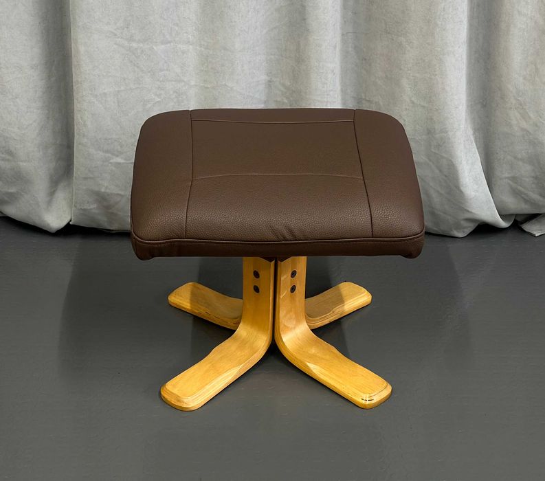 Коричневий шкіряний пуф-підніжка/шкіряні пуфи/меблі/отаманки з Європи