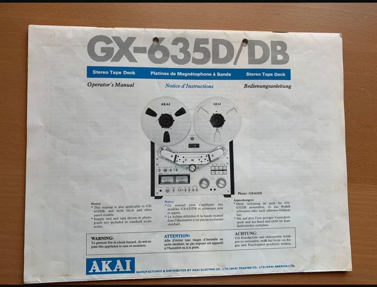 Najwyższy model Akai GX-635 D