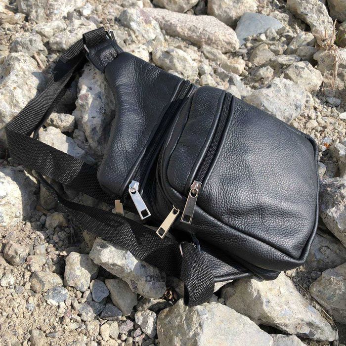 Чоловіча тактична сумка з натуральної шкіри на груди
