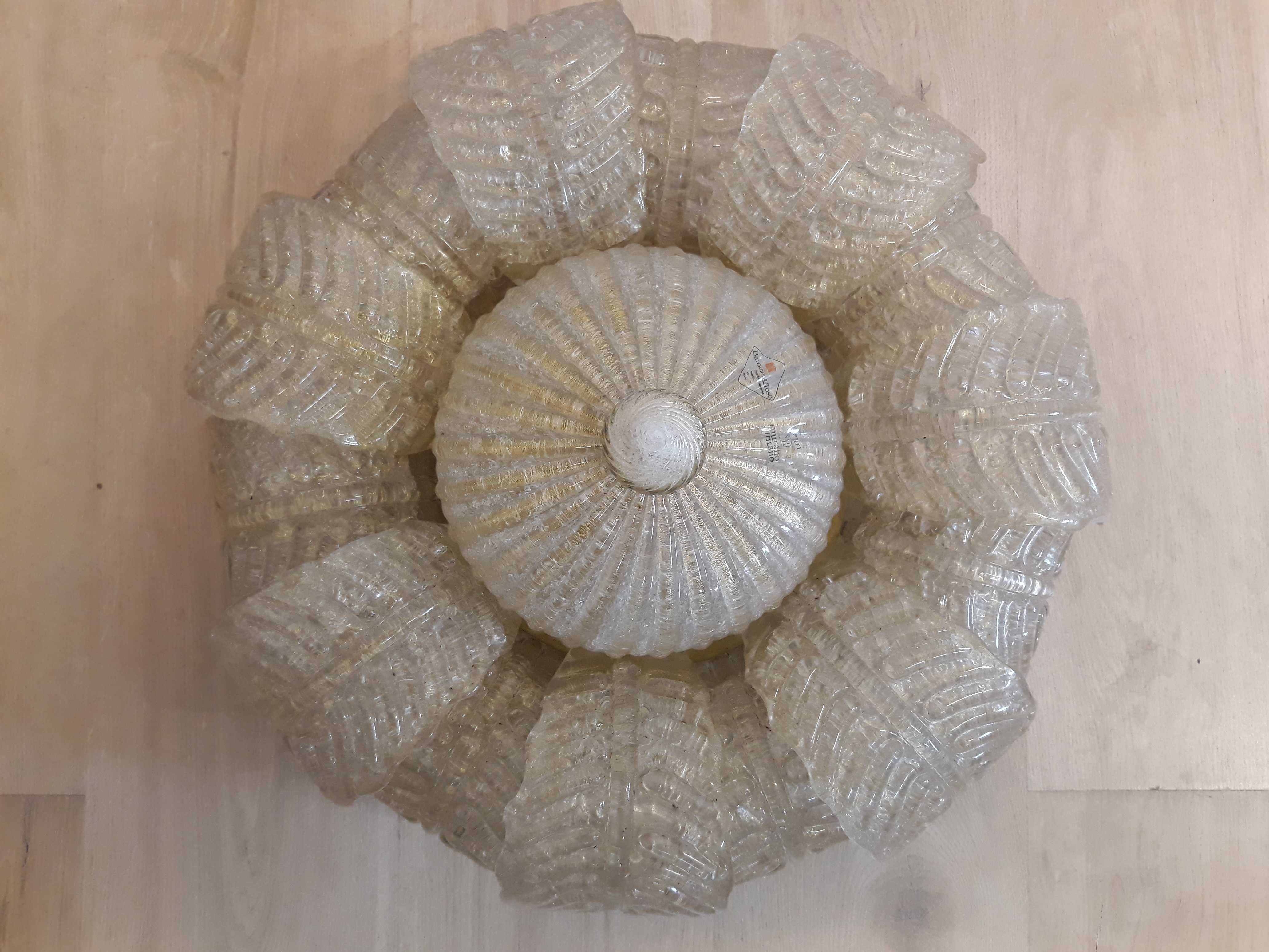Plafon szklany włoski Barovier&Toso Murano Italy Wenecja lata 80-te