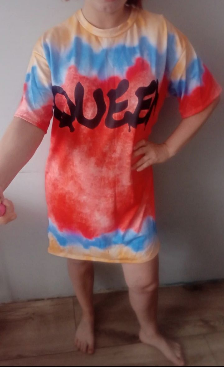 Czerwona ombre sukienka tshirtowa one size NOWA!
