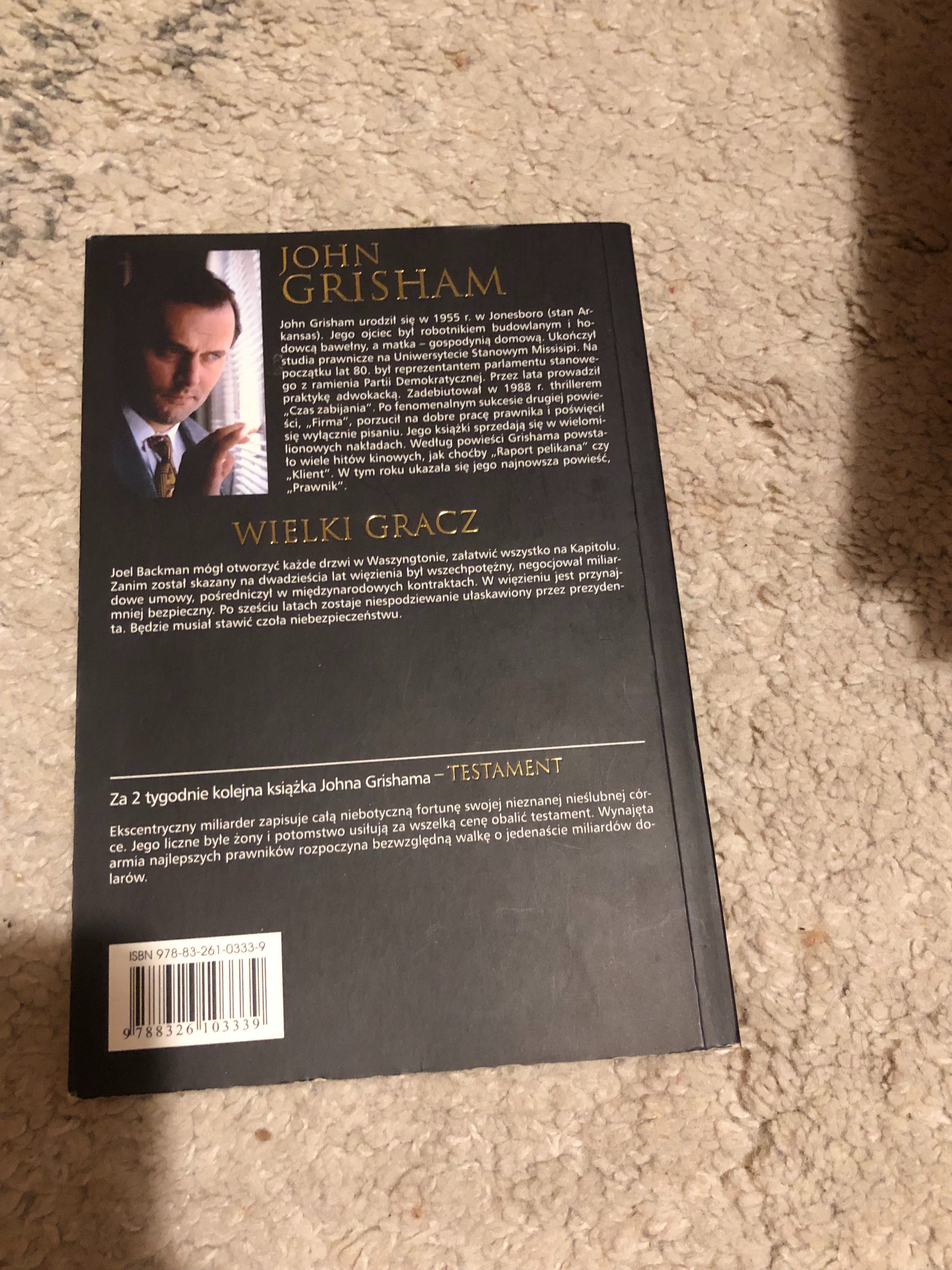 Wielki Gracz John Grisham, książka, stan dobry,