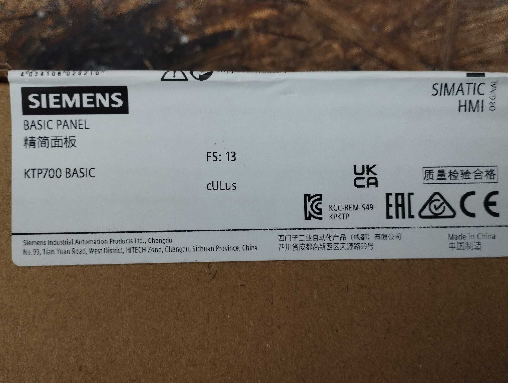 Siemens Panel HMI KTP700 BASIC Color PN