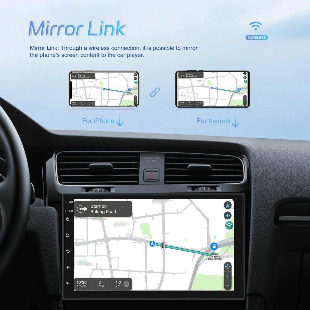 Rádio Android Auto 2Din 3/32GB 8-core GPS WiFi RDS Touch novo
