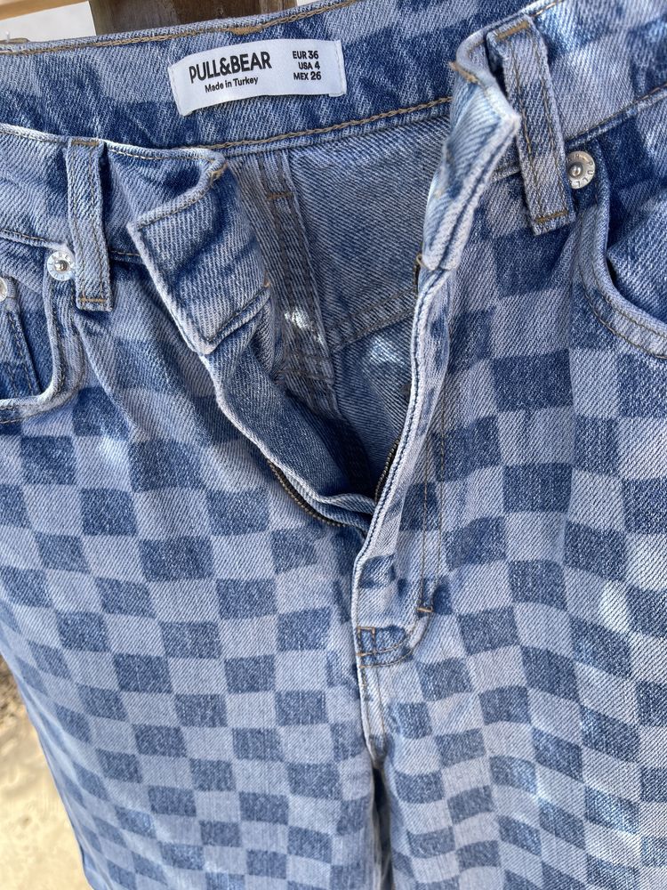 Calça de ganga xadrez