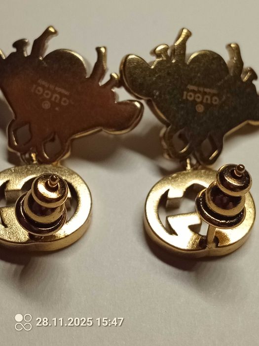 Kolczyki Gucci pszczoła z kamieniami swarovskiego  z mosiądzu