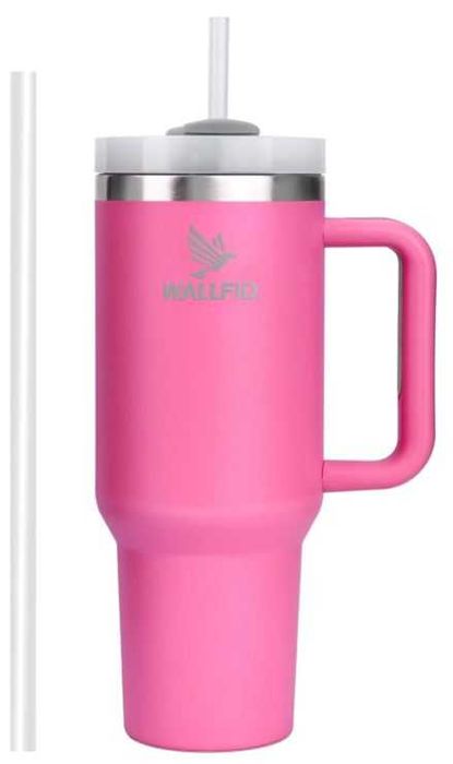 Kubek termiczny 1180ml + słomka WALLFID kolor różowy